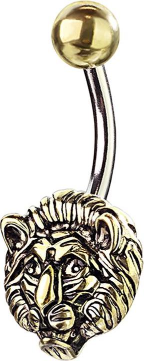 Actual product image Star Piercing Banana gold-plated lion (Brass, Surgical steel 316L)