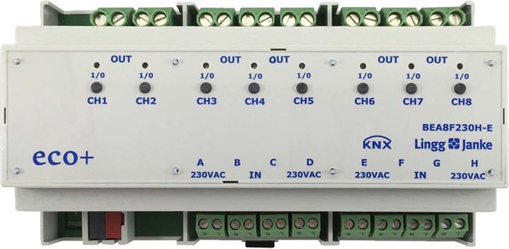 Actual product image Lingg & Janke Binary input/output eco+ 8f 79242 230V AC/DC 16A C-load BEA8F230-E 9TE (Switch actuator)