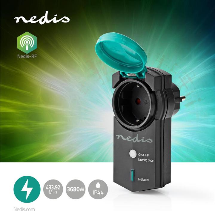Productafbeelding Nedis RF Stekker Buiten IP44 AAN/UIT RF Mesh Bereik Verlenging Schuko Type F 3680 W Groen/S