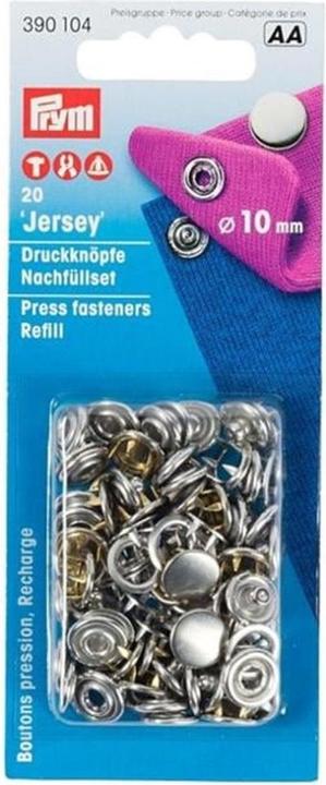 Actual product image Prym Push button jersey cap, refill, silver 10 mm, card 20 pcs.