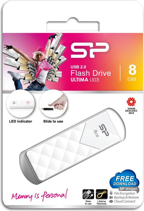 Actual product image Silicon Power Ultima U03 8GB USB 2.0 white (8 GB, USB-A)