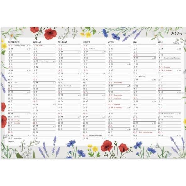 Mayland-Burde, Kalender, Vgkalender Blomster A4 14 mdr. 2025 (A4)