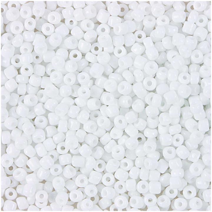 Rico Rocailles weiss-opak 3.1 mm, 17 g, Lochung: Ø ca. 1,3 mm