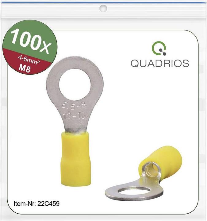 Quadrios Ringkabelschuhe 100er Set, M8, Querschnitt 4 - 6 mm²