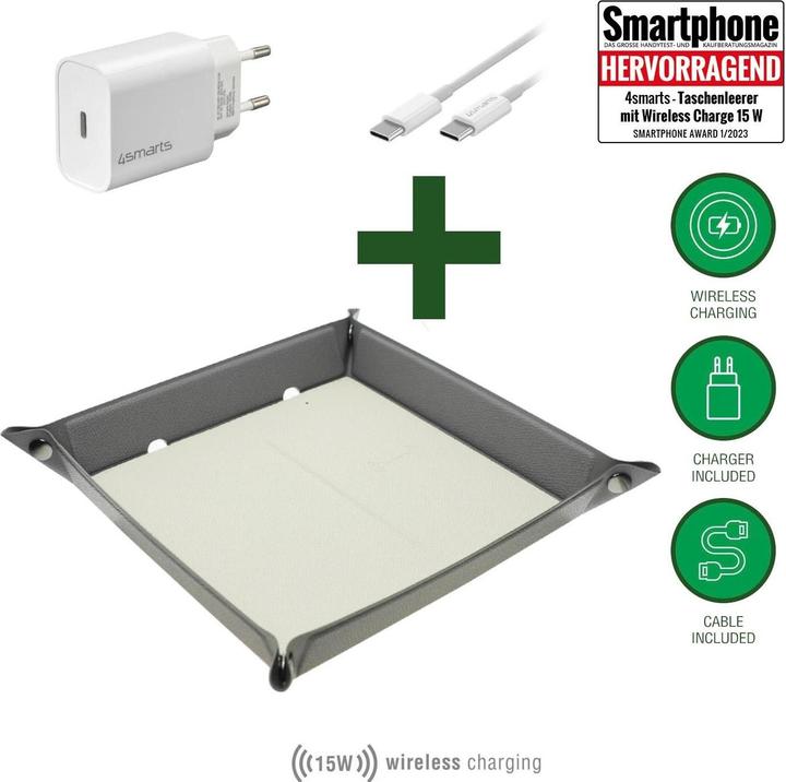 Produktbild 4smarts Ladestation Smarttray Grau, Gleichzeitige Ladevorgänge (15 W)