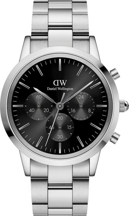 Daniel Wellington Iconic Chronograph Link Silver Black Sunray (Chronograph, 42 mm)