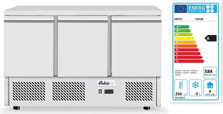 Energy Label Hendi Cooling table 3 doors -2/+8 gr 1365x700x850mm