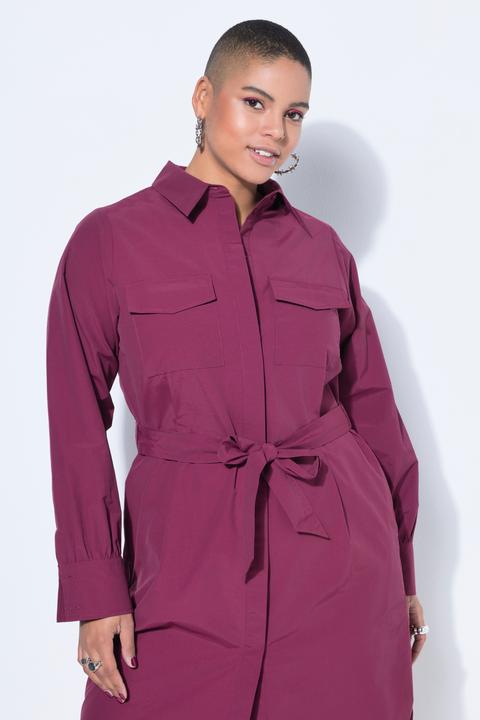 Produktbild Studio Untold Hemdblusenkleid, Fitted Fit, Midilänge, Bindegürtel (54)
