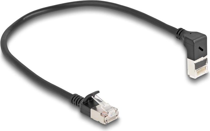 Produktbild Delock RJ45 Netzwerkkabel Cat.6A S/FTP Slim 90° oben gewinke (S/FTP, CAT6a, 0.25 m)