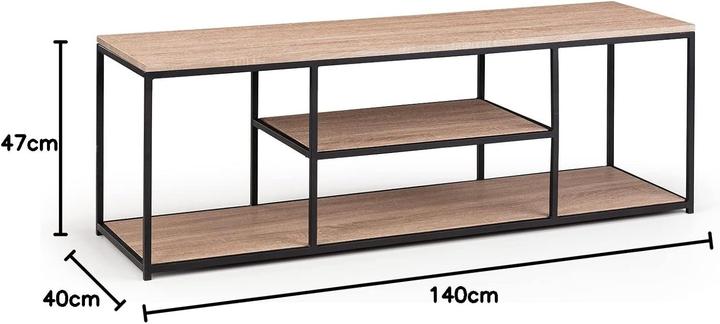 Produktbild Julian Bowen Tribeca TV-Möbel in warmer Sonoma Eikenfolie mit schwarzem Metallrahmen (140 x 40 x 47 cm)