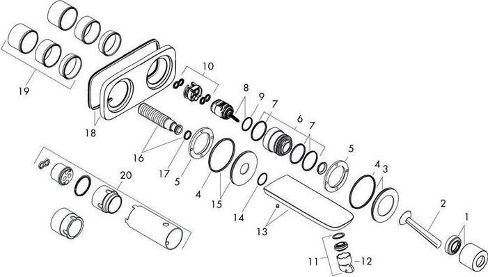 Produktbild hansgrohe HG Fertigmontageset PURA VIDA f UP-2-Loch-WT-Armatur Ausl 165mm chr