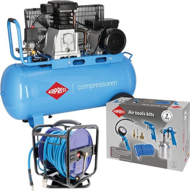 Actual product image Airpress 36844-E-46573-45895 HL340-90 Kompressor + Aufroller + Zubehör 230 V