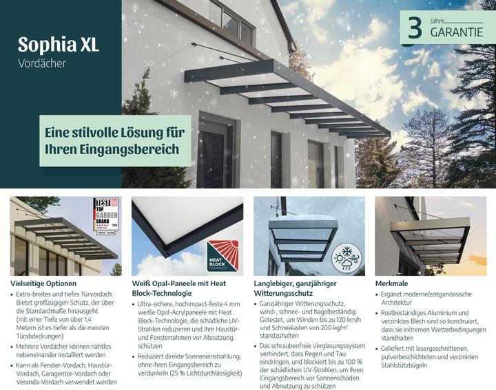 Actual product image Palram CANOPIA | Sophia XL 5X18 / 1.4X5.6 Door and Porch Awning Dark Grey Clear