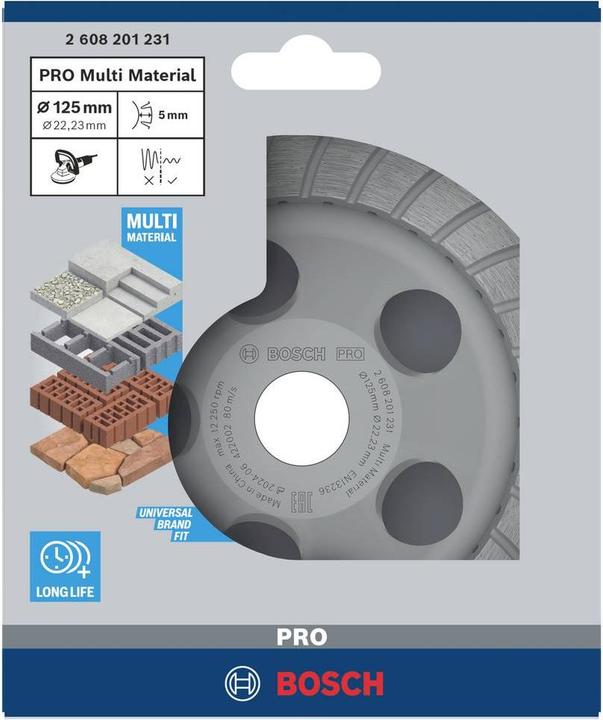 Immagine prodotto Bosch Professional Zubehör Rotella PRO Multi Material, 5 x 125 x 22,23 mm