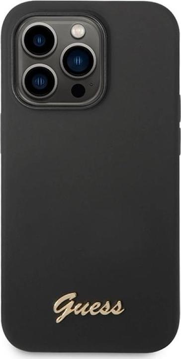 Actual product image Guess GUHCP14LSLSMK iPhone 14 Pro 6.1" czarny/black hard case Silicone Vintage Gold Logo (Apple iPhone 14 Pro)