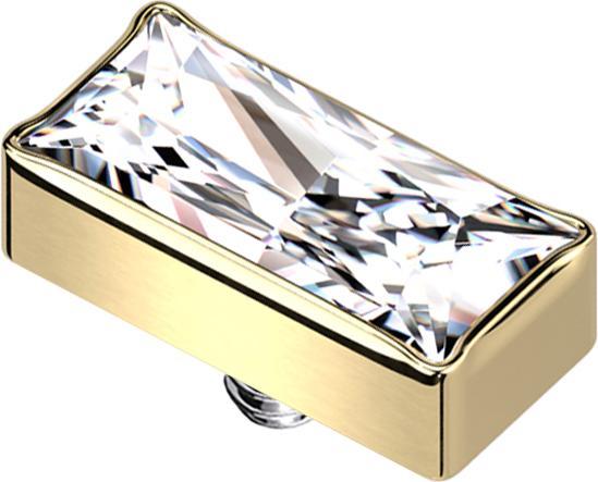 Actual product image Star Piercing Dermal Anchor rectangular gold-plated crystal silver (Titanium G23, without brass)