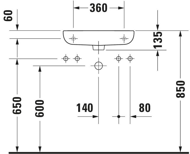 Produktbild Duravit Handwaschbecken D-CODE m ÜL HLB 500x220mm 1 Hahnloch links weiss (220 mm, 500 mm)
