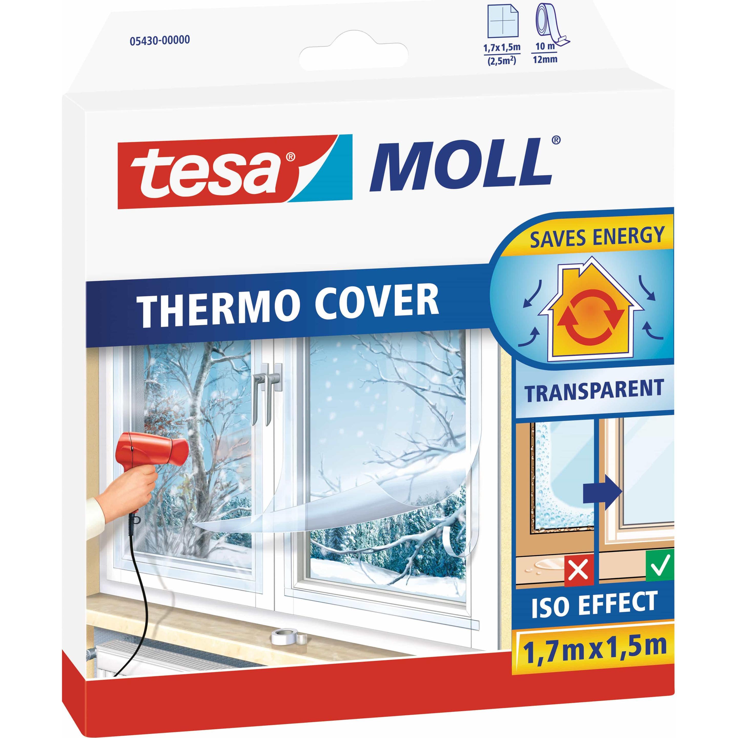 tesa, Klebeband, tesamoll THERMO Isolierfolie zur Wärmedämmung an Fenstern (1500 mm)