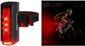 Productafbeelding Fischer Fiets LED oplaadbaar achterlicht PLUS TWIN STOP van aluminium, met bodemverlichting, automatische
