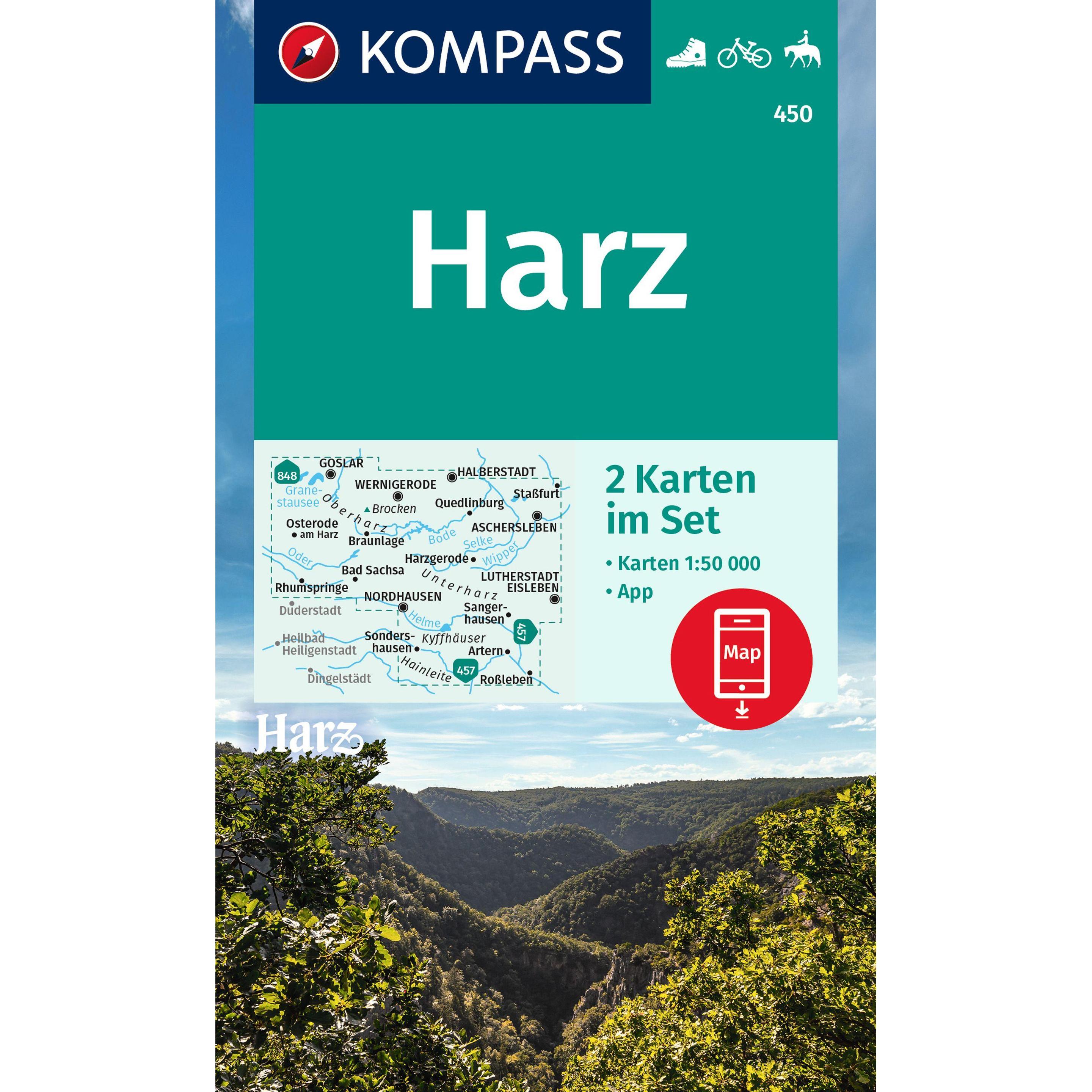 Thumbnail - KOMPASS Wanderkarten-Set 450 Harz (2 Ka, Landkarte