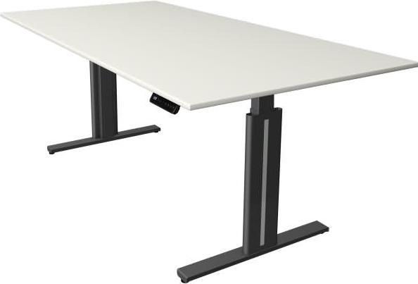 Produktbild Kerkmann Move 3 elegant höhenverstellbarer Schreibtisch weiss rechteckig T-Fuss-Gestell grau 200,0 x (200 x 100 x 74 cm)
