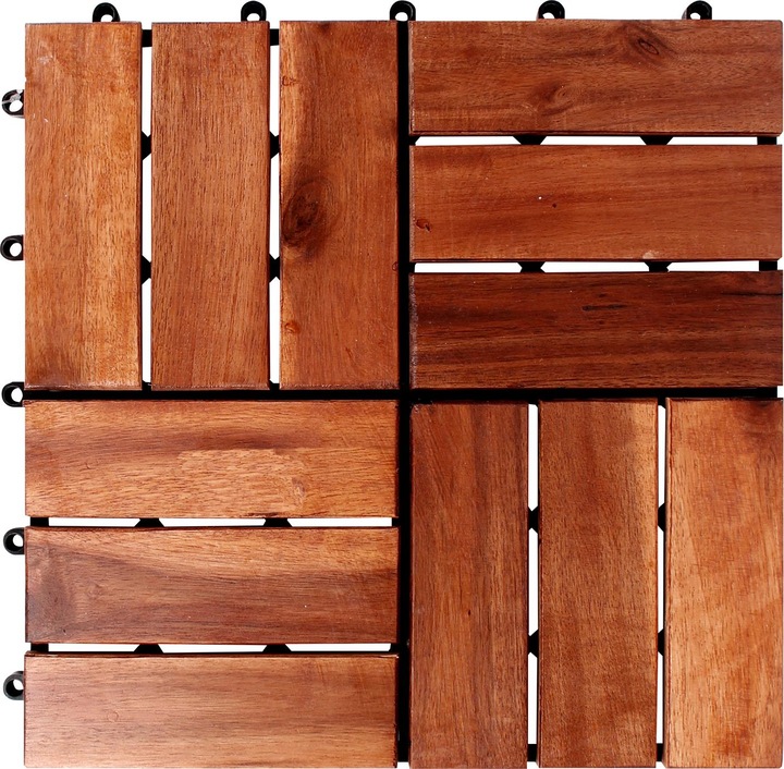 Produktbild Mojawo 33 Stk. 3qm Holzfliese Akazienholz 30x30 cm Fliese Stecksystem Schachbrettmuster (33 x, 30 x 30 cm)
