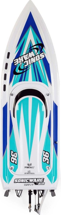 Actual product image ProBoat Sonicwake V2 36" Self-Righting Race Boat Brushless Deep-V RTR White/Blue