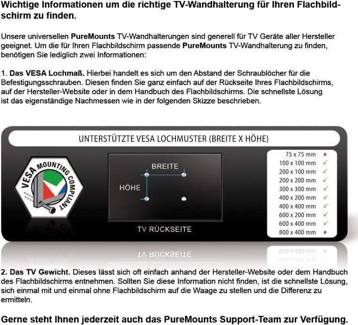 Produktbild PureMounts PM-PLATINUM-65 (Wand, 30 kg, 26" - 65")