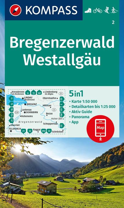 Immagine prodotto Mappa escursionistica 2 Bregenzerwald, Westallgäu 1:50.000