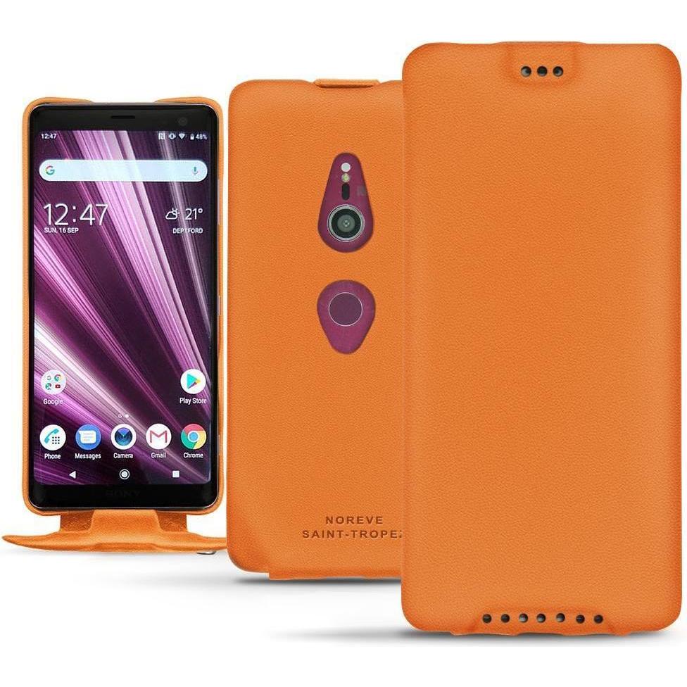 Noreve Lederschutzhülle vertikal (Sony Xperia XZ3), Smartphone Hülle, Orange