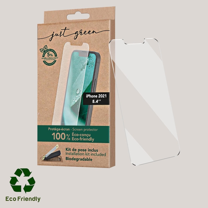 Produktbild Just Green Bio Screen Protector (1 Stück, Apple iPhone 13 mini)
