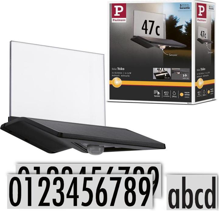 Immagine prodotto Paulmann Solare bel. numero civico Yoko (145 lm, IP44)