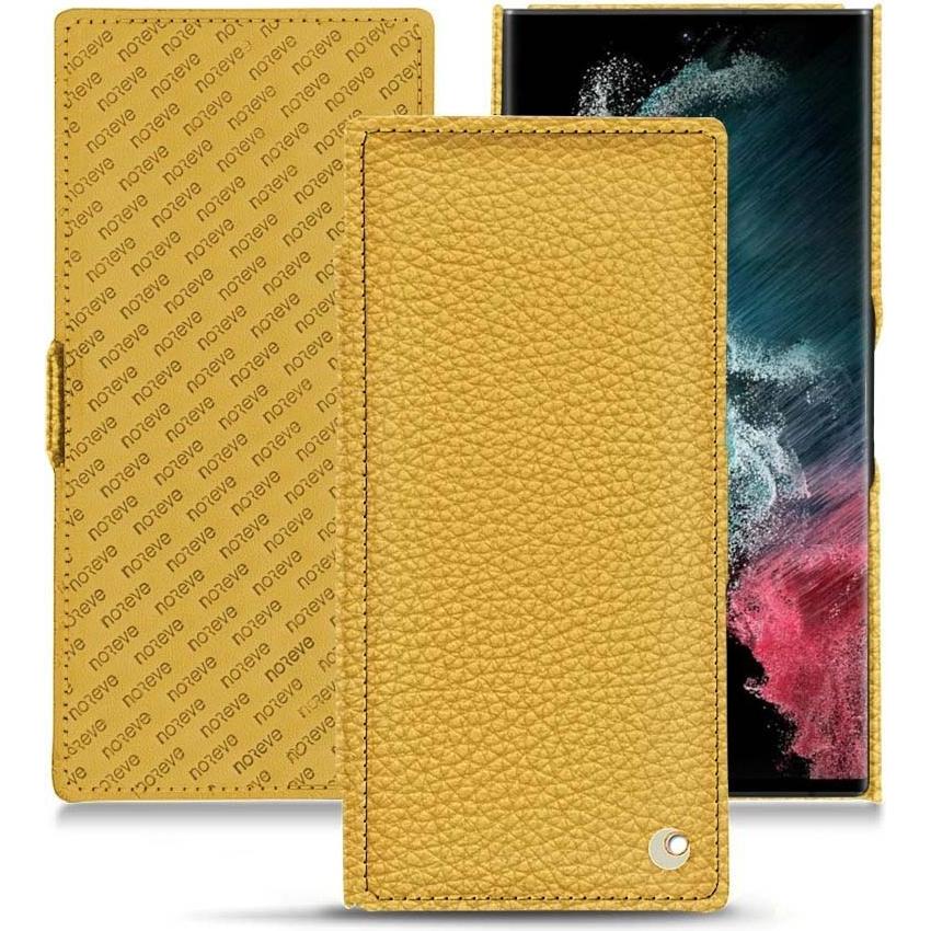 Noreve Lederschutzhülle horizontal (Samsung Galaxy S22 Ultra), Smartphone Hülle, Orange