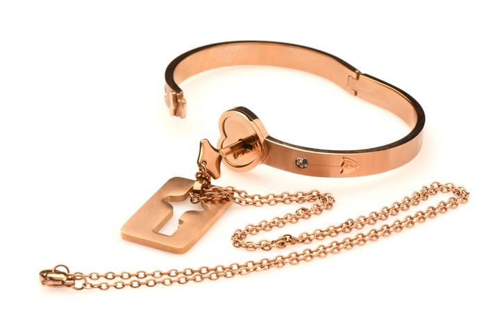 Produktbild Frisky Cuffed Locking Bracelet and Key Necklace - Rose Gold
