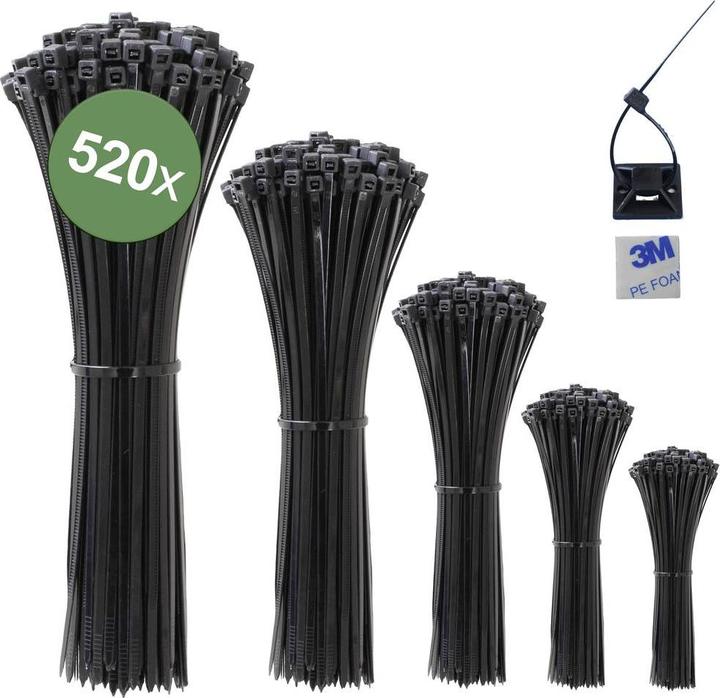 Image du produit Quadrios 23CA239 23CA239 Colliers de serrage noirs stabilisés UV 520 pcs. (Serre-câbles en plastique, 300 mm, 520 pcs)
