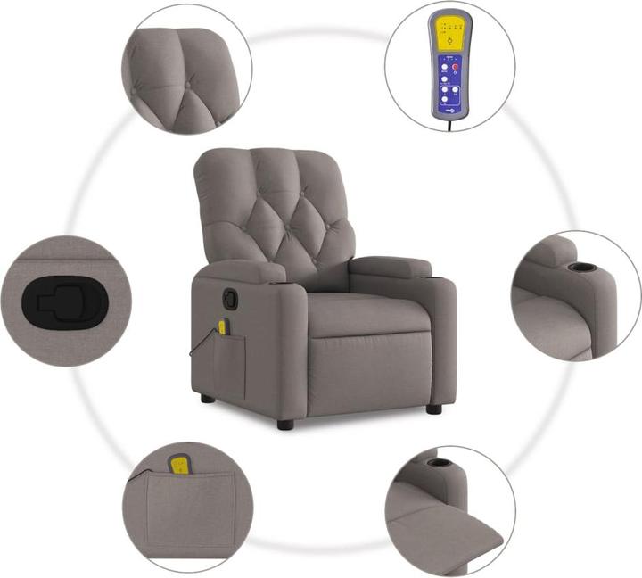 Immagine prodotto VidaXL Poltrona massaggiante in tessuto taupe,Colore: Taupe,Materiale: Tessuto (100