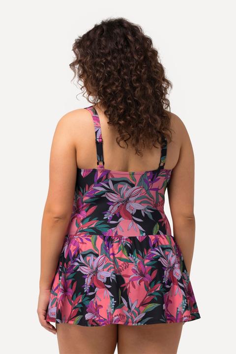 Image du produit Ulla Popken Robe de bain imprimé feuilles à bonnets souples et armatures, matière recyclée (46)
