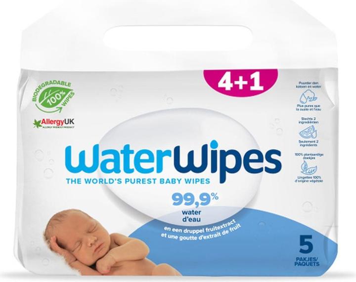 WaterWipes Water Wipes Biodegradable 999 Water Baby Wipes 60 Pack X 5 300 Wipes (5 x 60 pz.)