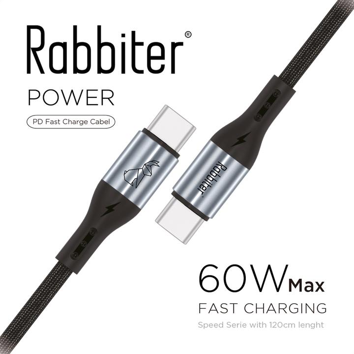 Produktbild Rabbiter USB C — USB C (1.20 m, USB 2.0, 60 W)