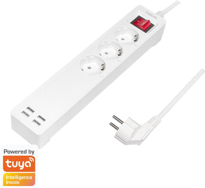 Produktbild LogiLink Smart Home Wi-Fi Outlet Strip 3Port + USB (3 x, CEE 7/3, 17 m)