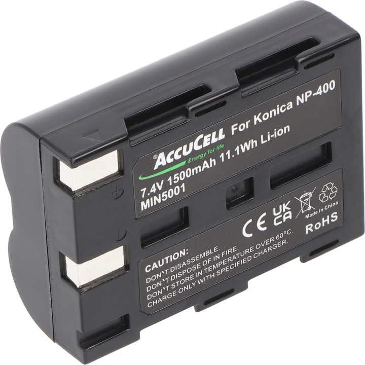 Actual product image AccuCell Battery suitable for Konica Minolta NP-400, Dimage A1, A2 (Rechargeable battery)