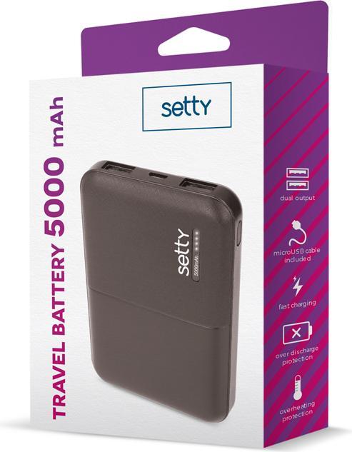 Produktbild Setty 5000mAh Powerbank mit 2x 1A USB Anschlüssen (5000 mAh)