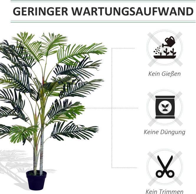 Swisshandel24 Knstliche Palme Gross 150cm Kunstpflanze mit Pflanztopf  Kunstbaum 19 Palmenwedel Deko Kunstpalme Ku