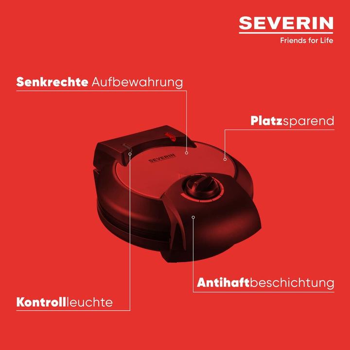 Image du produit Severin 2103 Acier inoxydable brossé-noir, 1300 W, forme de coeur, nombre de galettes 5