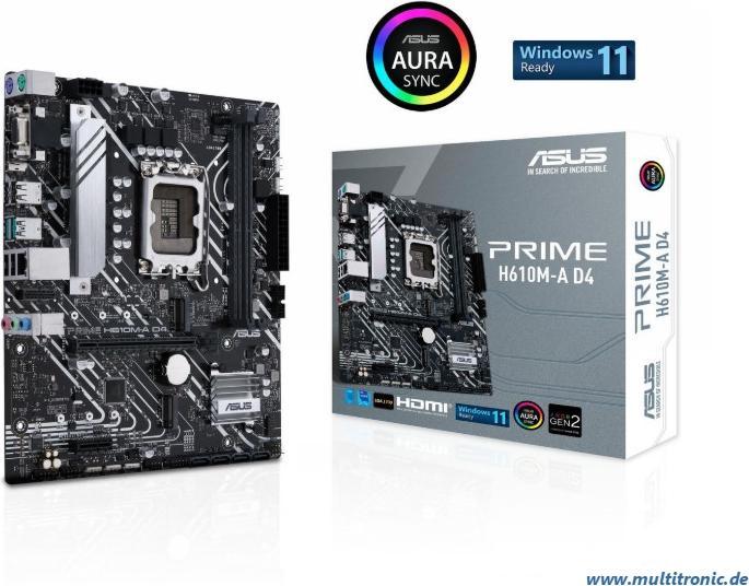 Image du produit ASUS PRIME H610M-A D4 (LGA 1700, Intel H610, mATX)
