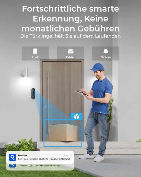 Actual product image Reolink Sonnette vidéo avec hub, 2K Wi-Fi double bande, détection intelligente, sans abonnement