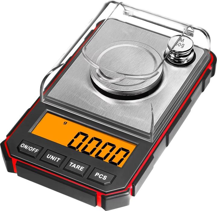 Image du produit Swissdetector Balance digitale en milligrammes - 0.001 g/50 g pour poudre - or - bijoux - Rouge