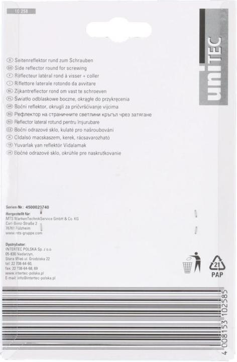 Produktbild Unitec Seitenreflektor