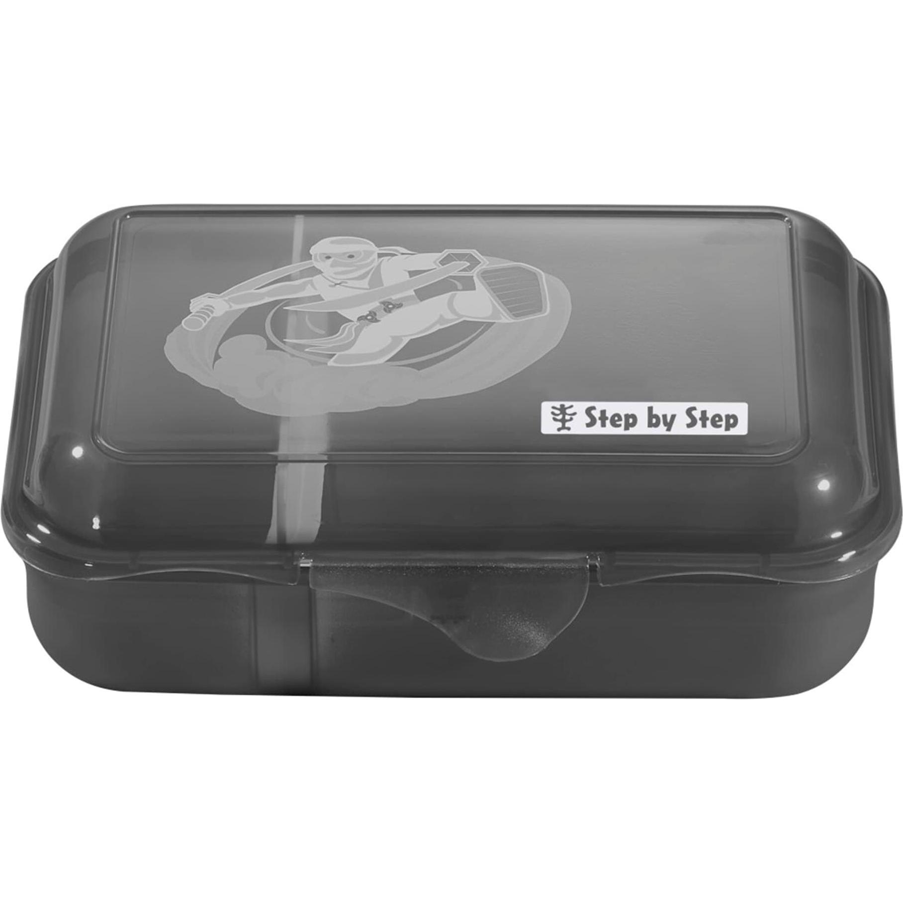 Step by Step Brotzeitbox mit Klickverschluss, spülmaschinengeeignet, Lunchbox, Schwarz