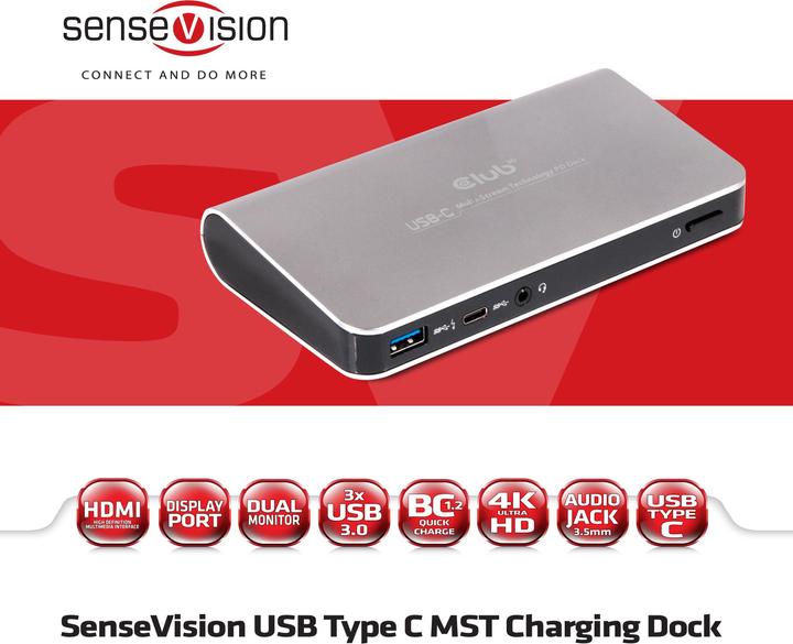 Produktbild Club 3D USB Typ C MST Dock mit Ladefunktion (USB-A, 4 Ports)